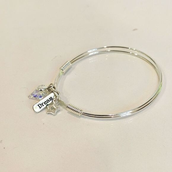 Women's Bangle Bracelet Silver with Charms - Picture 1 of 1